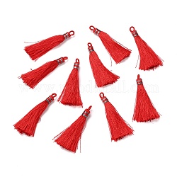 Gros pendentifs de tassel en nylon, rouge, 80~82x7.5~8.5mm, Trou: 5x4.5mm