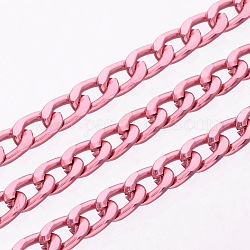 Aluminum Twisted Chains Curb Chains, Unwelded, Oxidated in Pale Violet Red, Size: about Chain: 9mm long, 5mm wide, 1.5mm thick