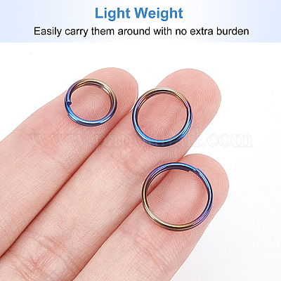 OLYCRAFT 15pcs Mini Split Rings 10/12/14mm Titanium Alloy Key Rings Double  Loops Keychain Jump Rings Rainbow Color Rings Connectors for Keychains