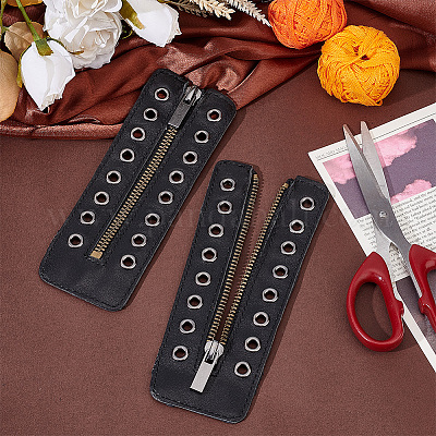 Leather Lace-In Boot Zipper Inserts, 8 Eyelet Zipper No Tie Zipper Boot Laces Smooth Tieless Shoe Laces for Boots Shoes Sneakers
