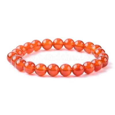 Pulseras elásticas con cuentas de cornalina natural teñida&nbsp;B072-4-1