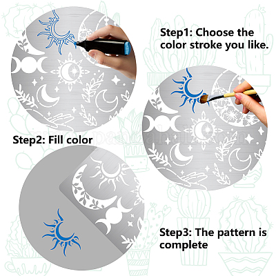 Wholesale GORGECRAFT 16cm Metal Moon Stencil Moon Phase Templates Sun Hand  Branch Leaves Pattern Reusable Stainless Steel Painting Stencils for Wood  Burning Engraving Pyrography Wall Canvas Furniture Art Crafts 