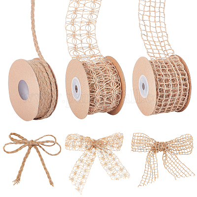 Tan Ribbon, Burlap Ribbon, Wired Ribbon, 1 1/2 Wired Ribbon, 10 Yard Roll,  Burlap Ribbon