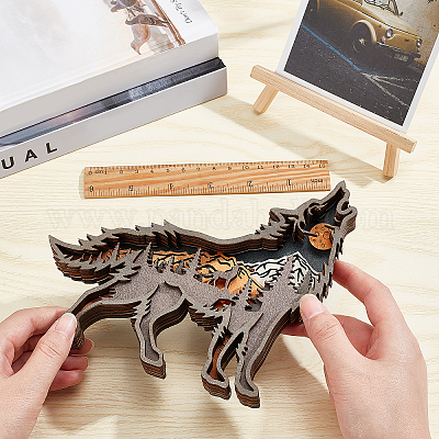 DIY Diamond Painting Table Ornament Wooden Wolf