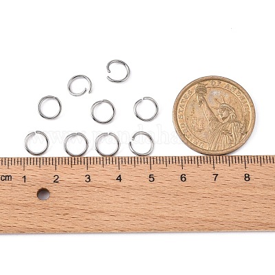 304 Stainless Steel Jump Rings, Open Jump Rings, Stainless Steel, 18 Gauge,  8x1mm, Inner Diameter: 6mm