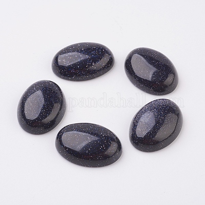 Synthetische Cabochons aus flachem Cabochon mit blauen Goldsteinen&nbsp;G-G741-18x25mm-09-1