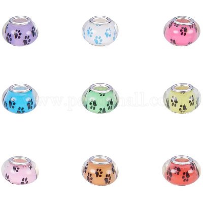 100 Pieces European Craft Beads Large Hole Glass Spacer Beads Charms Beads  Lampwork Spacer Beads DIY Craft Beads for Bracelets Necklace Jewelry Making  