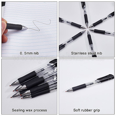 Zre 6pcs Black Gel Pens 0 5mm Pens Fine Point Smooth Writing Pens  Retractable Fine Tip