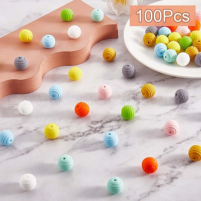 100Pcs Silicone Beads 15mm Round Silicone Bead Bulk Colorful Silicone Bead  Kit for Keychain Jewelry DIY Crafts Making, Mixed Color, 15mm, Hole: 2mm
