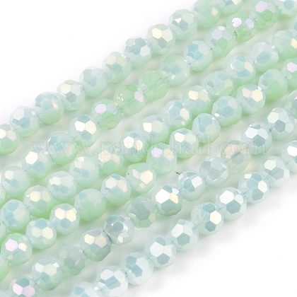 Faceted Round Full Rainbow Plated Electroplate Glass Beads Strands X-EGLA-J130-FR17-1