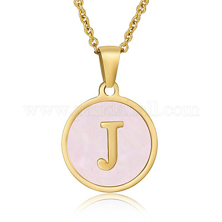 Natural Shell Initial Letter Pendant Necklace LE4192-1-1