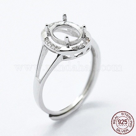 Componenti per anello da dito in argento sterling placcato rodio STER-G027-13P-1