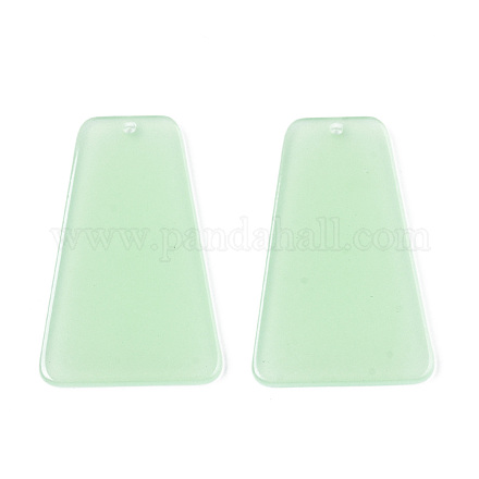 半透明の酢酸セルロース（樹脂）ペンダント  ソリッドカラー  台形  薄緑  41.5x26.5x2.5mm  穴：1.5mm KY-T040-33B-1