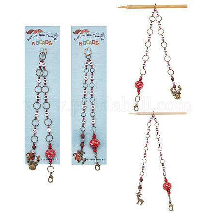 Cadenas de contador de fila de tejer con colgante de reno navideño de aleación HJEW-AB00089-02-1