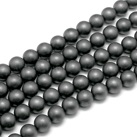 Hématite synthétique non magnétique dépoli brins de perles rondes G-J344-8mm-1
