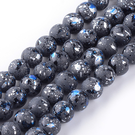 Chapelets de perles en verre peint DGLA-S112-8mm-D21-1