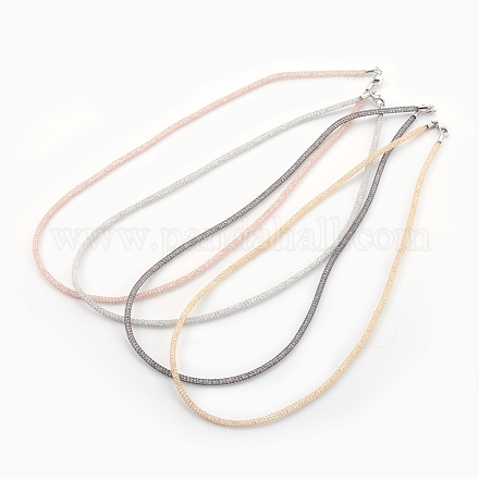 Brass Mesh Chain Necklaces NJEW-F241-01-D-1