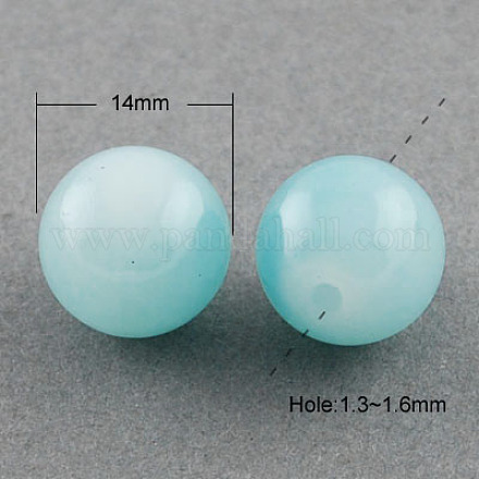 Abalorios de vidrio jade de imitación hebras DGLA-S076-14mm-19-1