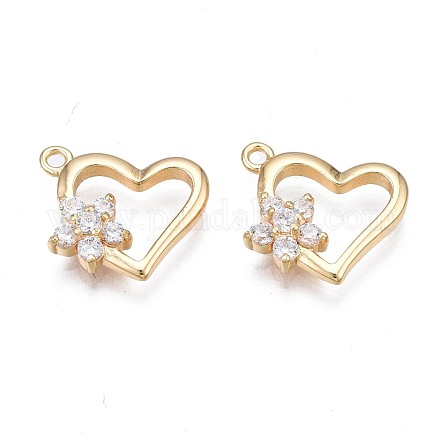 Brass Micro Pave Clear Cubic Zirconia Charms KK-N232-256-1