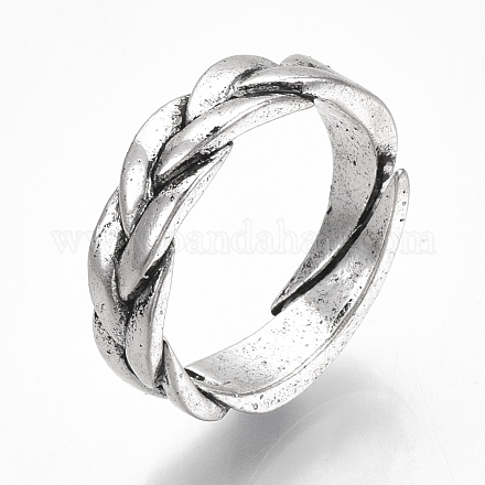 調節可能なチベットスタイルの合金フィンガー指輪  アンティークシルバー  サイズ6  内径：17mm RJEW-T009-16AS-1