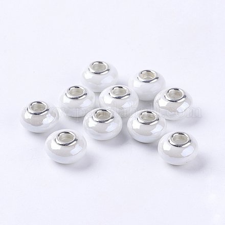 Perlas espaciadoras de porcelana hechas a mano de porcelana que se ajustan a pulseras de amuleto europeo X-OPDL-G001-16-1