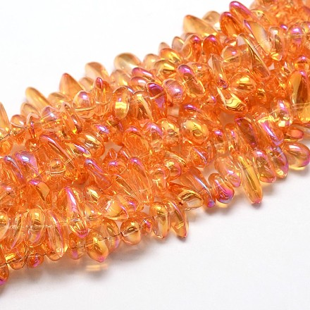 Full Rainbow Plated Chip Glass Bead Strands EGLA-E028-FR02-1