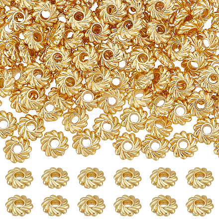 Benecreat 160 個合金スペーサービーズ  長持ちメッキ  花  ゴールドカラー  4.8x1.5mm  穴：1.2mm FIND-BC0004-90-1