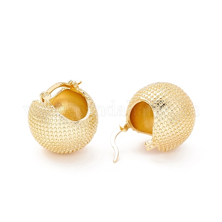 Текстурированные серьги-кольца из латуни с шариками для женщин EJEW-A064-12G-RS-1