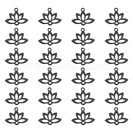 UNICRAFTALE 24pcs 1.6mm Hole 201 Stainless Steel Lotus Flower Charm Metal Gunmetal Flat Hollow Links Yoga Charm Laser Cut Blossom Cut Out Dangle Earring Pendant for Jewelry Findings STAS-UN0043-79-1