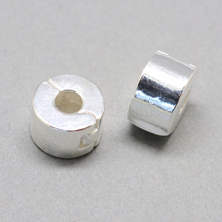 合金ヨーロピアンスタイルクラスプ  コラム  銀色のメッキ  9x5.5mm  穴：3mm PDLC-R001-14S-1