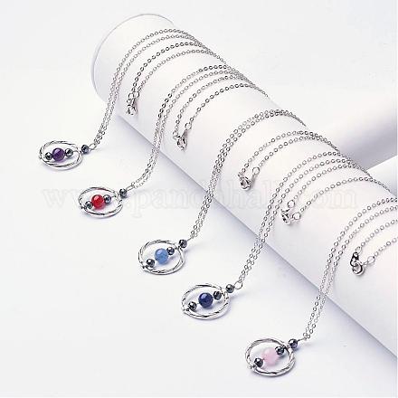 Natural Gemstone Beads Pendant Necklaces NJEW-JN01829-1