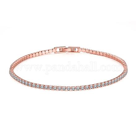 Romantic Tin Alloy Czech Rhinestone Bracelets BJEW-BB02311-RG-1