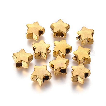 Alliage étoiles de style tibétain grand trou perles européennes TIBEB-7517-AG-LF-1