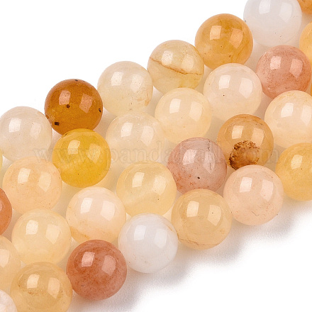 Chapelets de perles jaunes en aventurine naturelle G-Q948-80A-6mm-1