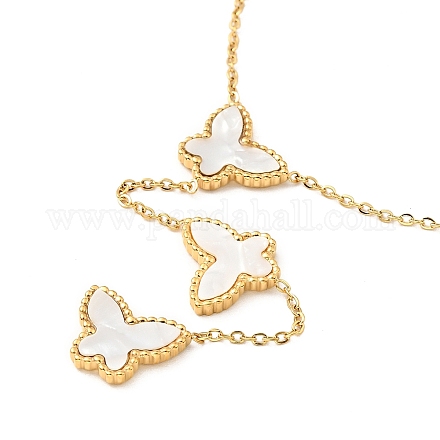 Collier pendentifs papillon coquillage synthétique NJEW-G085-02G-1