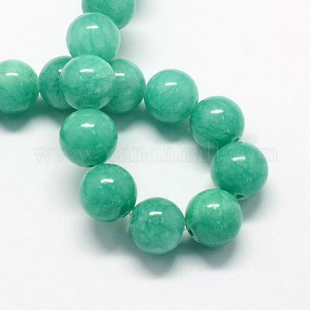 Chapelets de perles de pierres en jade jaune teinte X-G-R271-8mm-Y15-1
