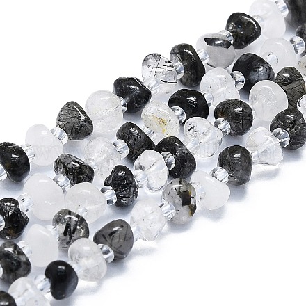 Naturale nero rutilato perle di quarzo fili G-K245-H02-05-1