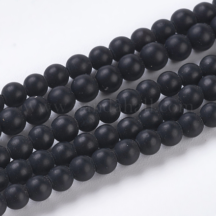 Natürliche schwarze Achat Perlen Stränge G-D543-3mm-1