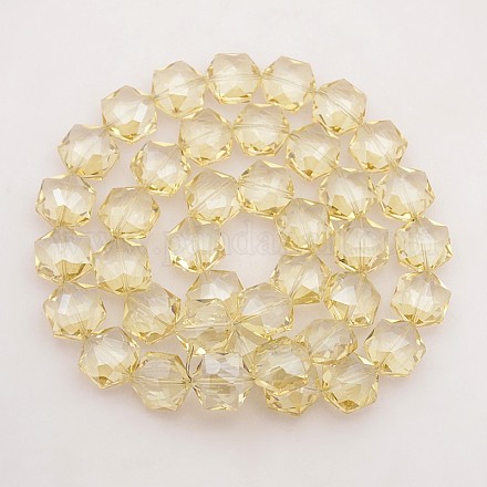 Hexagonale electroplate pleine arc plaqué perles de verre brins EGLA-P015-F01-1