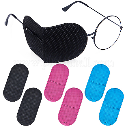 CREATCABIN 18Pcs Eye Patch for Glasses Lazy Eye Patch Amblyopia Strabismus Eye Patch Textile Reusable Eyepatch for Cover Left Right Eye Adults Toddlers After Surgery Recovery Black Blue Red 3.6x2Inch AJEW-CN0001-80C-1