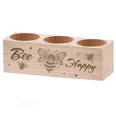 Creatcabin Holz-Teelichthalter „Biene glücklich“ DIY-WH0375-005-1