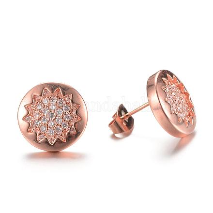 Brass Micro Pave Cubic Zirconia Stud Earrings EJEW-T001-09RG-1