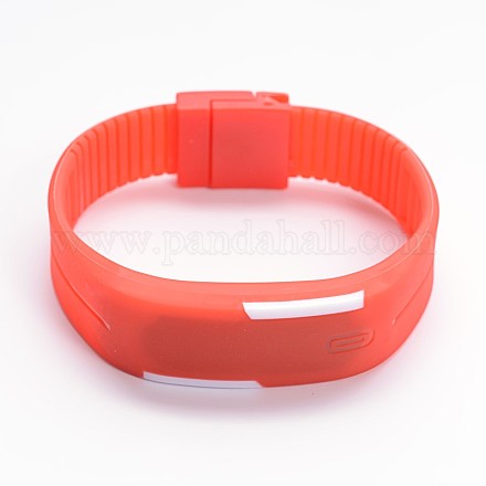 Vogue conduit rectangle silicium lumière montres-bracelets électroniques X-WACH-F007-08B-1
