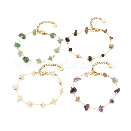 Braccialetto di perline di pietre preziose naturali miste per le donne della ragazza BJEW-JB06983-1