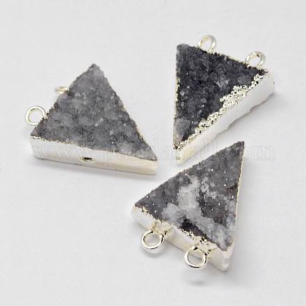 Electroplated Natural & Dyed Druzy Agate Pendants G-N0167-017-1
