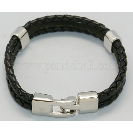 Bracelets à cordon en cuir à rangs multiples X-BJEW-H220-4-1