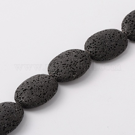 Hebras de cuentas de roca de lava sintética ovalada teñida G-N0111-18-1