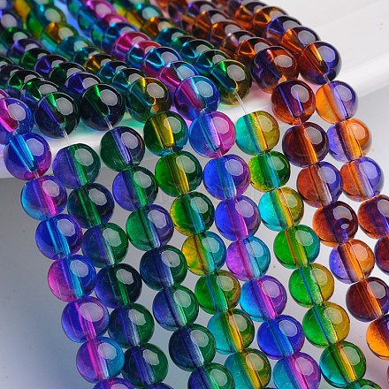 Spray gemalte transparente Glasperlen Stränge DGLA-R023-6mm-M-1