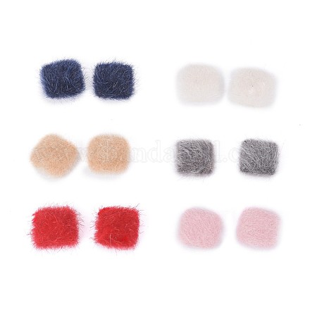 Faux Mink Fur Covered Cabochons WOVE-X0001-19-1