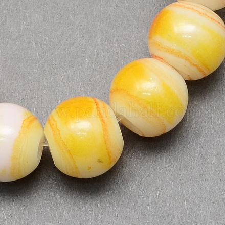 Chapelets de perles rondes en verre peint par pulvérisation X-DGLA-R043-4mm-08-1
